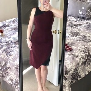NY&C Maroon Asymmetrical Sheath Dress, Size 2